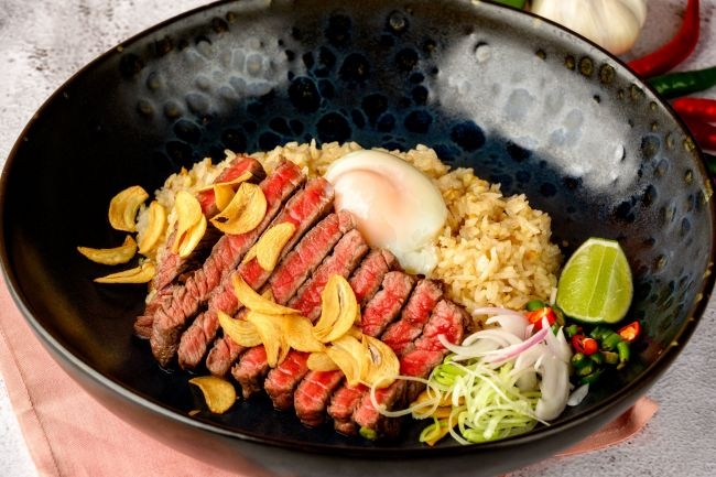 Grilled Beef with Garlic Fried Rice